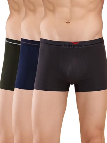 Image of HiFlyers Men's Cotton Spandex Odour-Free, Long Lasting Comfort, All Day Fresh and Confidence Dark Knight Collection Solid Trunks