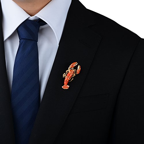 Image of Gold Tone CZ Rhinestone Crystal Lobster Animal Brooch Pin Cardigan Hat Scarf Pin with Gift Box