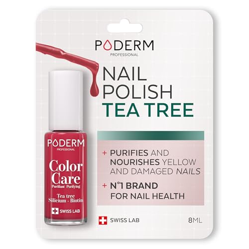 PODERM – Nagellack mit Teebaumöl | Color-Care für gelbe & beschädigte Nägel | 2-in-1 Farbe & Pflege | Stärkt, schützt & glättet | Hergestellt in der Schweiz