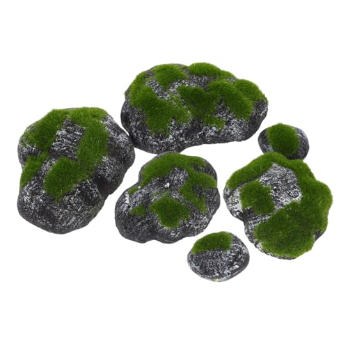 Levemolo 1Set Artificial Moss Stones Decor Lifelike Moss Covered Stones for Terrariums Fairy Gardens DIY Projects Low Maintenance Greenery Decor
