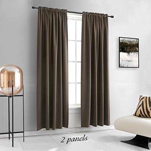 Image of DONREN 2 Panels 84 inch Length Chocolate Brown Blackout Curtain Panels for Bedroom - Rod Pocket Room Darkening Thermal Insulated Drapes Curtains for Living Room (42 x 84 Inches Long)
