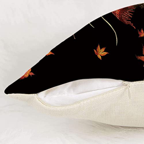Gagec Fall Pillow Covers 18X18 Inch Maple Leaf Cat Pillow Covers Autumn Thanksgiving Farmhouse Outdoor Throw Pillowcase Cotton Linen Sofa Couch Cushion Case For Fall Decor #TOP2