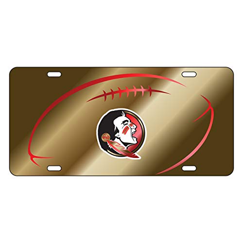 Florida State Seminoles Laser Cut Inlaid Mirrored Gold Football Plate