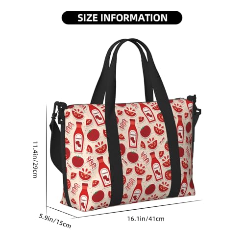 Laptop Tote Bag for Women Work - Cute Tomato Ketchup Overnight Weekender Bags for Women Travel, Gym Bag for Women Men, Carry On Shoulder Weekender Gym Bag for Travel, Yoga3