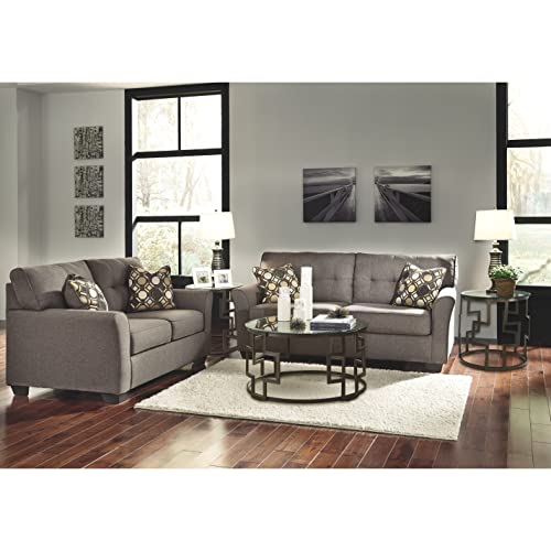Signature Design By Ashley Tibbee Tufted Modern Full Sofa Sleeper With 2 Accent Pillows, Dark Taupe #TOP4