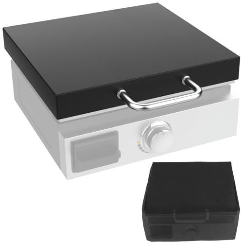 BQMAX Griddle Lid and Cover for 17 Inch Blackstone Griddle Hard Cover Top Lid 5701/5010 Heavy-Duty Metal and 600D Polyester Black Rectangular