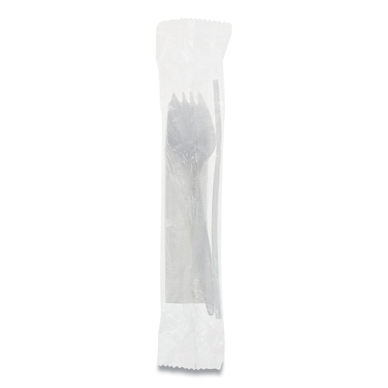Fieldware Cutlery Kit, Spork, 10 x 8 Napkin, Standard Straw, Mediumweight, White, 1,000/Carton