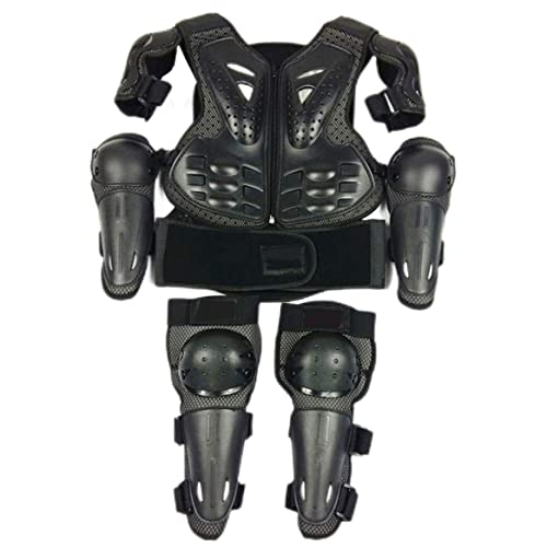 Motocicleta Cuerpo Armadura Set, Niños Armadura de cuerpo completo, Moto Motocross Equipo de Protección 5-13 Años Chaquetas de moto con rodilleras y coderas para la actividad al aire libre, Negro