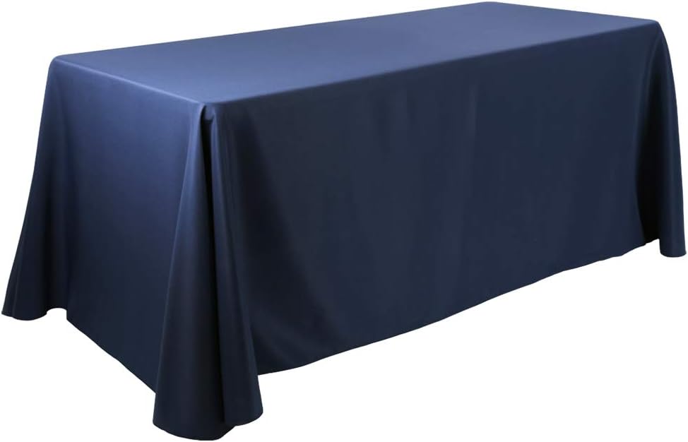 E-TEX Oblong Tablecloth - 90 x 156 Inch - Navy Blue Rectangle Table Cloth for 8 Foot Rectangular Table in Washable Polyester