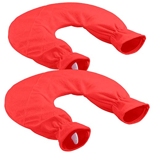 infactory Nackenkissen Wärmflasche: 2er-Set Nacken-Wärmflaschen mit abnehmbarem Fleece-Bezug, 2,5 L (Nackenhörnchen Wärmflasche, Hals,...