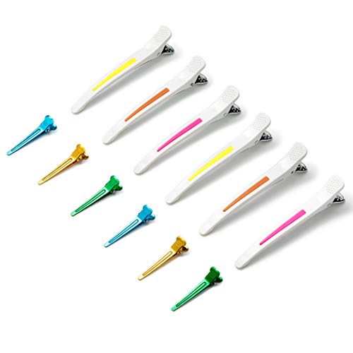 Hair Clips,12 Pack Hair Clips for Women Styling and Sectioning Non Slip Hair Clips with Silicone Band, No-Trace Hair Clips for Thick and Thin Hair Professional Salon Hair Clips