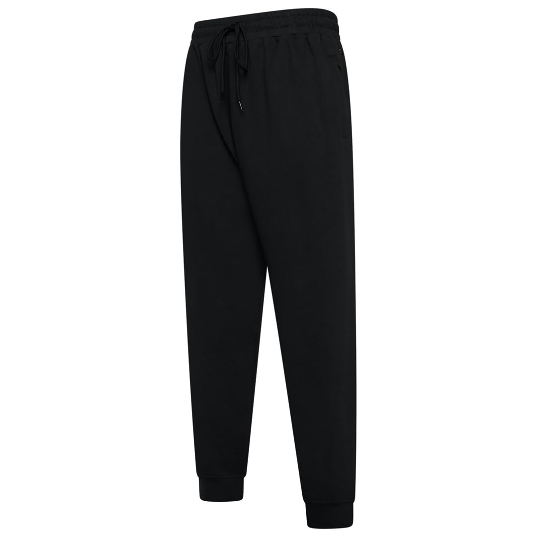 Kam Men's Black Jeanswear Fleece Backed Relaxed Cuffed Joggers - 4XL-S