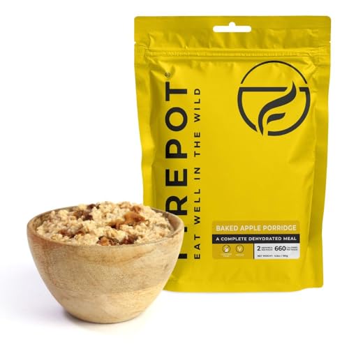 FIREPOT Baked Apple Porridge - Healthy Plant Based Dehydrated Camping & Backpacking Meals (2 Servings)