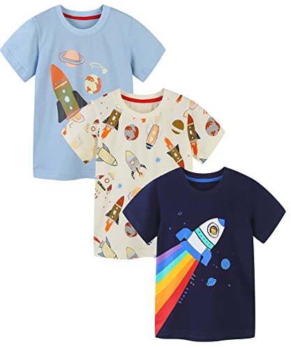 Toddler Boy Clothes Tee Shirts Tshirt,Summer Short Sleeve Top Outfits Rocket 5T #TOP23