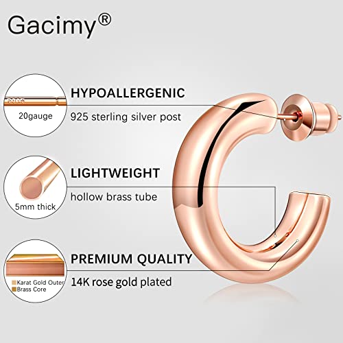 Image of Gacimy 14K Gold Plated Chunky Open Hoop Earrings for Women