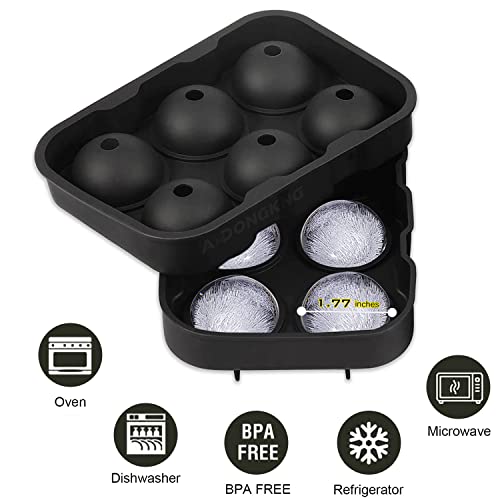 Image of Ice Cube Trays Silicone, Sphere Ice Ball Maker with Lid for Whiskey and Cocktails & Bourbon, Reusable and BPA Free