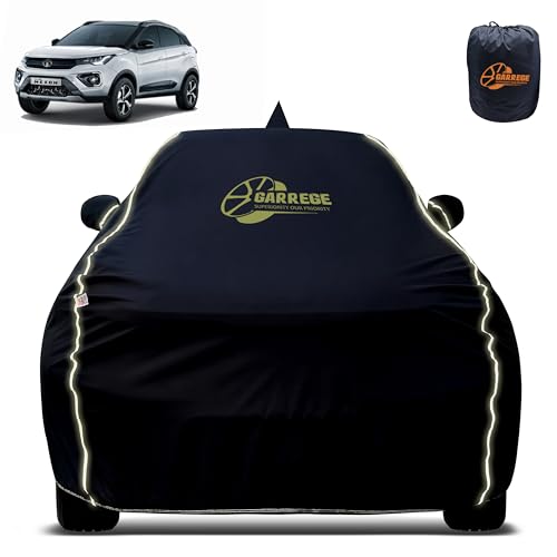 Image of Reflector Waterproof Car Cover for Tata Nexon with Mirror & Antenna Pocket | All Weather Protection | Washable Fabric | Black Color