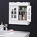 HOOJUEAN Armoire de salle de bain murale avec portes, économiseur d'espace de rangement, armoire suspendue en bois, armoire à portes et étagères au-dessus des toilettes, blanc