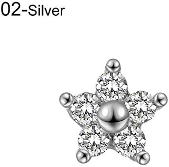 Zcxaa 1pcs Silver and Gold Color CZ Stud Piercing Moon Star Cartilage Earring Conch Tragus Stud Helix Cartilage Piercing Jewelry