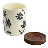 Ziyonix Soporte para Utensilios de Cerámica con Base de Madera, 12 x 10.5 cm...