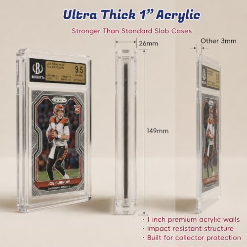 Image of BGS Slab Protector, BGS Slab Guard & Acrylic Graded Card Display for BGS | 1-inch Thick Acrylic BGS Slab Case with Magnetic Lid, Rounded Corners and Crystal-Clear Display, fits BGS Graded Card Slabs