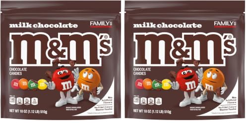 M&M'S Chocolate Candy No Artificial Flavor, No FD&C Color, Family Size 18Oz (Pack of 2)