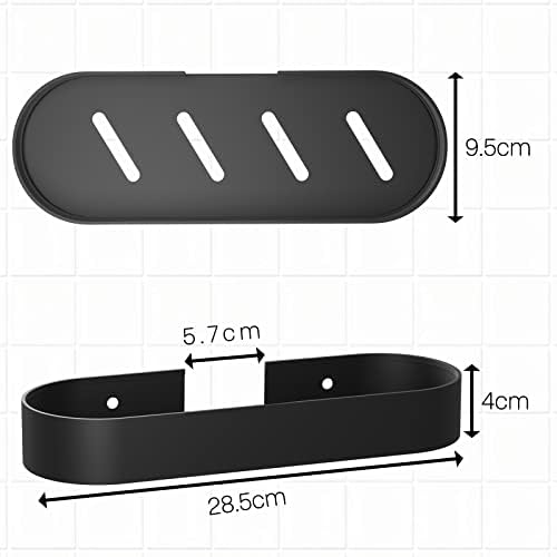 Bestdon Bathroom Shelves No Drilling, Self Adhesive Shower Shelf, 2 Pack Black Shower Storage Caddy, Spice Rack Wall Mounted Shower Basket, Rustproof, Aluminum