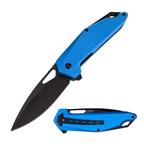 Tac-Force Pocket Folding Knife 7.75-Inch Overall Length Red Aluminum Handle 3Cr13MoV Steel Blade Camping Hunting EDC