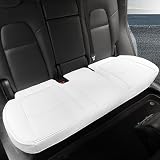 Car Seat Cover Luxury Nappa Leather Rear Seat Cover for Tesla Model Y Back Car Seat Bottom Protector, Heavy Duty Seat Cushion Without Backrest (Model Y White B)