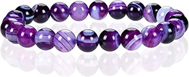 YONKU 6mm Lace Agate Purple Beaded Yoga Chakra Bracelets For Women, Men, and Teens - Round Beads 7" Beaded Yoga Chakra Bracelet YO-BRACE-4576