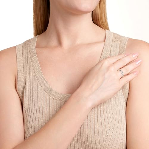 MORGAN & PAIGE .925 Sterling Silver Rhodium Plated Lab Created White Sapphire Wedding Rings for Women - Braided Infinity Design Sterling Silver Rings Women Pave Crossover Wedding Band, Size 5-92