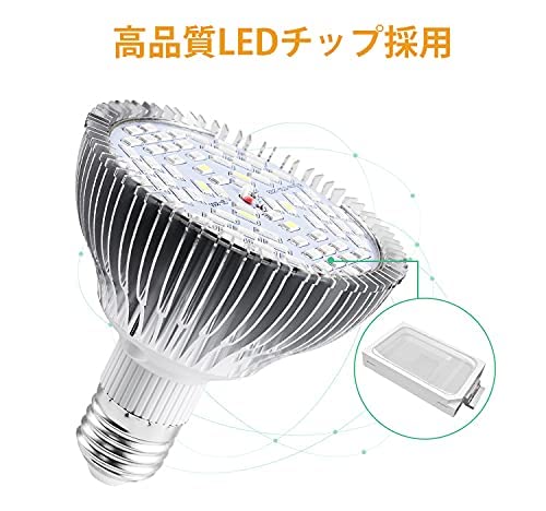 Bulbright 植物育成LEDライト E26口金 フルスペクトラム 100W相当 プラントライト 植物育成用ランプ 水耕栽培ライト 室内用ライト 省エネ 長寿命 ガーデニング 家庭菜園 園芸用品 (100W) の商品画像 7