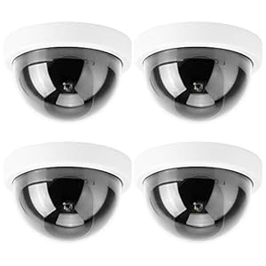 Dome-Überwachungskamera, Dummy Fake Kamera CCTV Kuppelkamera Simulationssicherheitsmonitor mit blinkenden ROTEN LED-Lichtern, Außen- / Innenbereich für Privathaushalte Unternehmen, 4 Stück Weiß