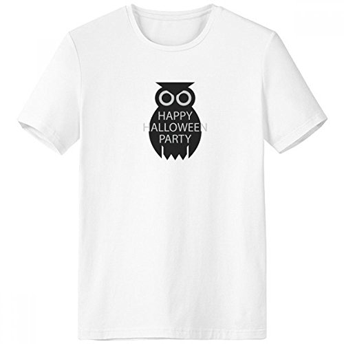 T-shirt Halloween simple blanc pour homme avec motif chouette dessin animé en taille XL