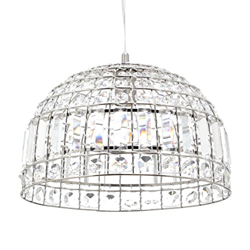 Image of LITECRAFT Hattie Ceiling Pendant Crystal Effect Dome 1 Light - Polished Nickel