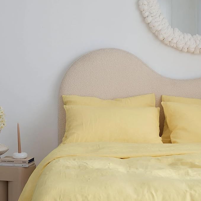 Yellow Pastel Colour Cotton Duvet Cover - Duvet Cover with Buttons - Duvet Cover Twin Full Double Queen King Toddler Size Duvet Cover Set - Cotton Bedding Cover (Twin XL 59X102)