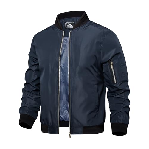 Image of QLZ Men's Bomber Jackets Varsity Flight Jacket For Men Casual Windbreaker Windproof Track Warm Puffer Coat（Spring /Fall /Winter）