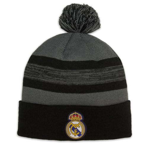 Icon Sports 2024 Compatible with Real Madrid Official Grey with Black Line Pattern Beanie