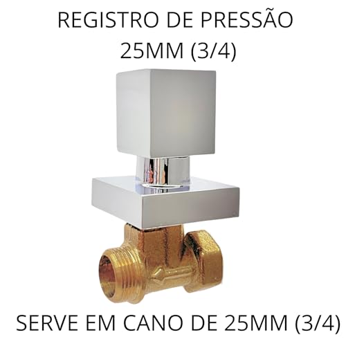 Registro Chuveiro Banheiro Quadrado Cromado Metal 3/4 25mm (Cromado)