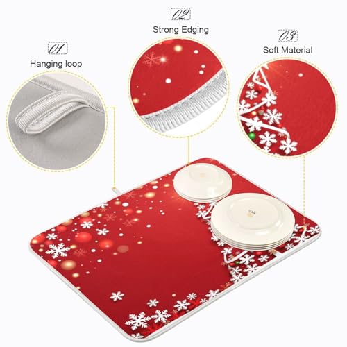 Tapis de séchage vaisselle microfibre rouge 45x61 cm
