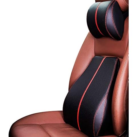 Ergocar Memory-Schaum Nackenkissen & Lendenkissen PU-Leder Rückenstützkissen Zur Rückenentlastung thumbnail