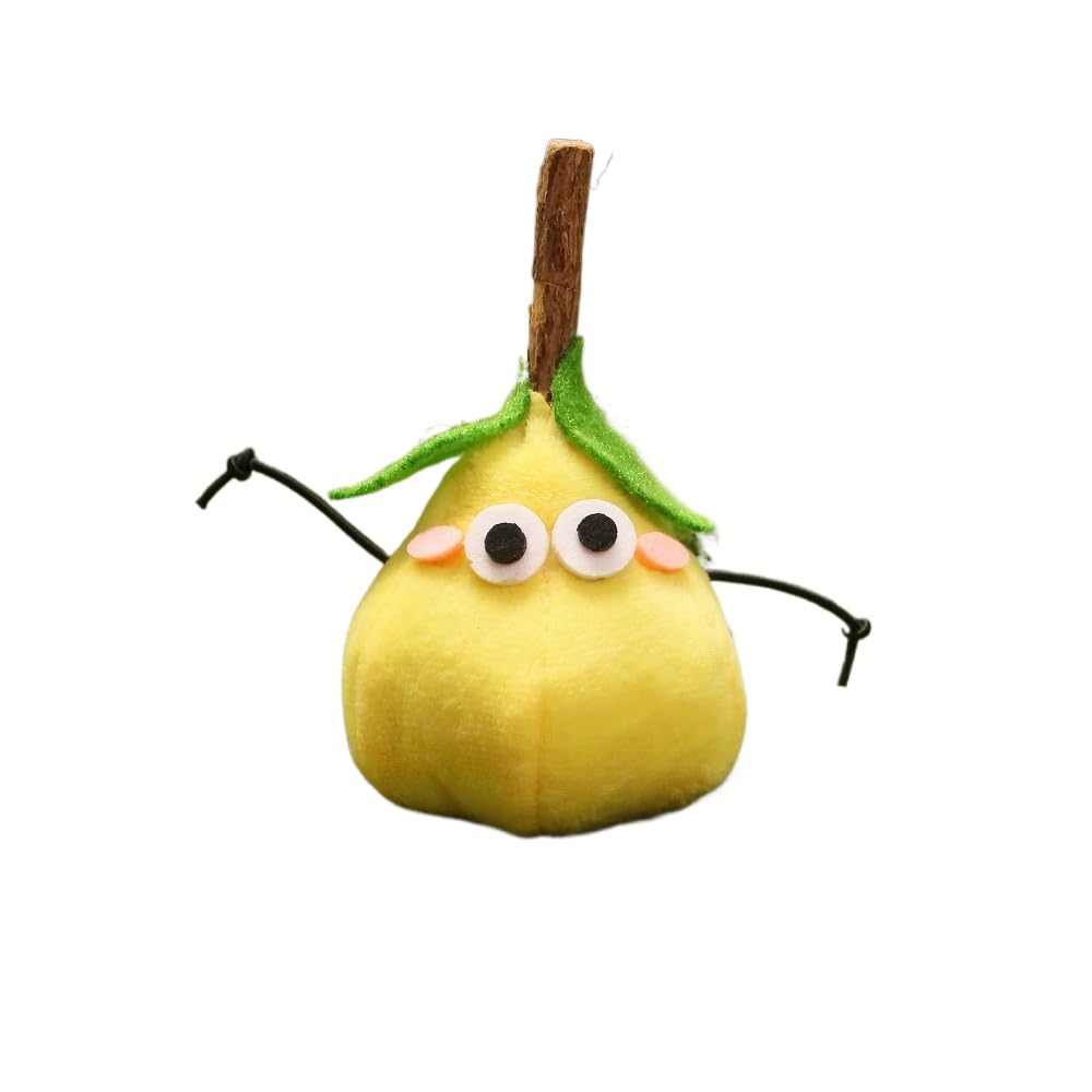 DAFORERAL Catnip Silvervine Fruit Cat Toy With Built-In Squeaker, Plush and Felt Design With Chew Rope for Interactive Play and Stress Relief (pear)