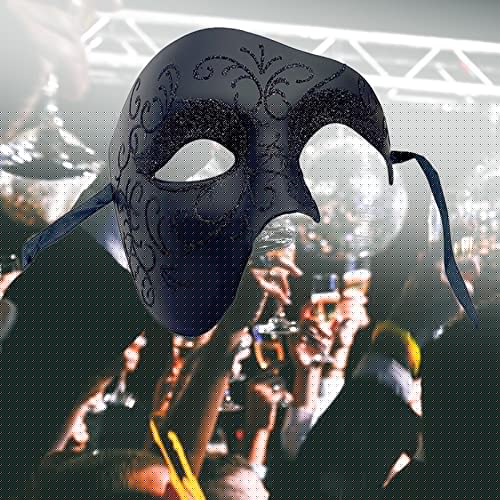 Dynwave Máscaras Masquerade Estilo Vintage Máscara Masculina Halloween Confortável Musical Mardi Gra