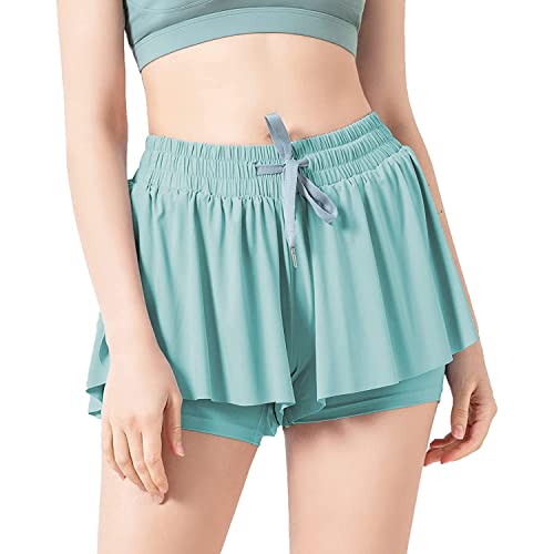 Doovid Flowy Shorts For Women Sports Girls Butterfly Shorts Summer Athletic Shorts Running Yoga Tennis Light Blue Small #TOP2