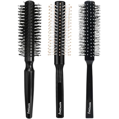 Image of Roller Hair Brush for Adding Curls, Volume & Waves in Hair| Men and Women| Hair Volumizer Round Brush| All Hair Types Perfect Tool for Blow Drying (Pack Of 3)
