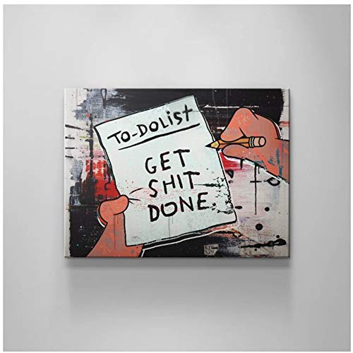 yhyxll Ikonick Get Shit Done List Home Decor Canvas Wall Art Painting Pictures Printing Artwork Poster for Living Room-60X80Cm No Frame