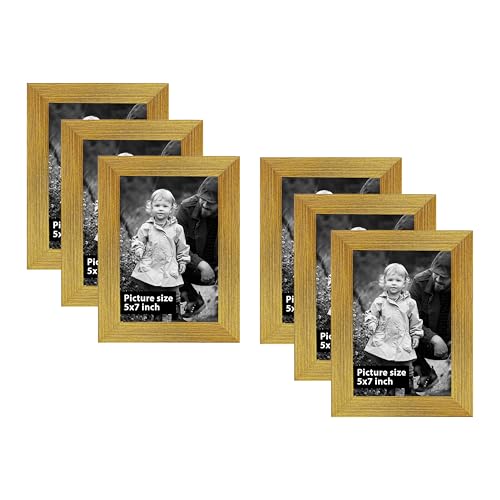 Image of Art Street Decorative Premium Set of 6 Individual Wall Hanging Picture Frame for Home, Living Room, Study Room Decor & Office Decor(5 x 7 Inch Picture Size) - Gold