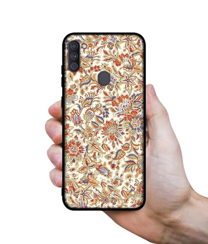 Image of Floral Design Premium 2D Printed Metal Back Case Cover for Samsung Galaxy A11 4G / M11 4G