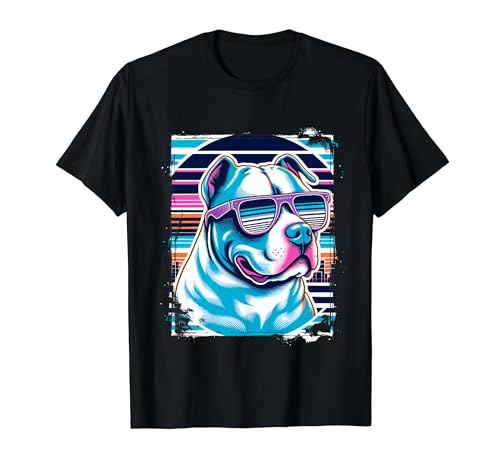 Vintage Pitbull Sunglass Funny Pittie Dog Outfit Dog Owner T-Shirt