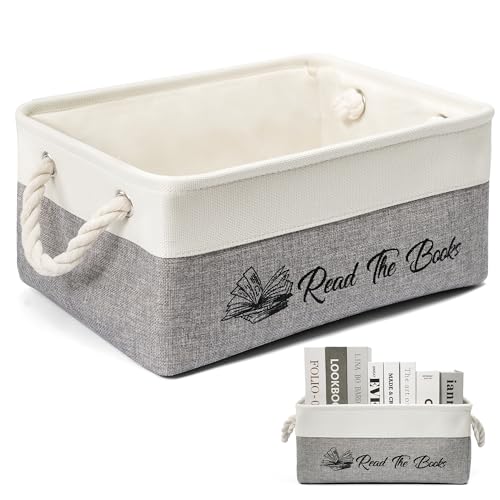 Book Storage Baskets for Organizing, Book Lover Gifts Read The Books List Storage Organizer with Handles, Durable&Collapsible Storage Bin Bookworm Gift - Perfect for Club Members Teacher Student